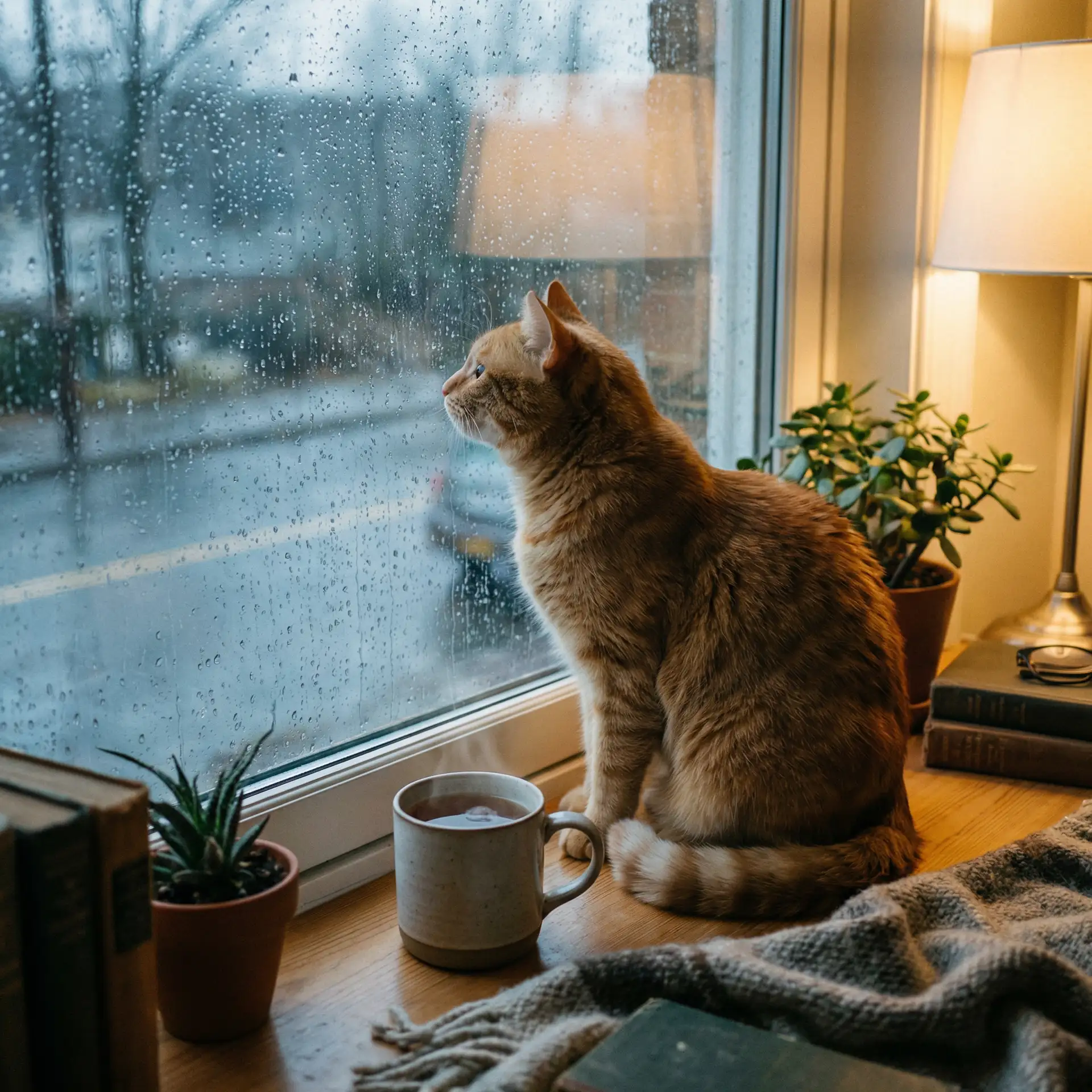 猫咪望着窗外的雨 - 在线观看的直播